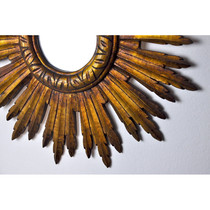 Vintage sunburst mirror in gilded wood