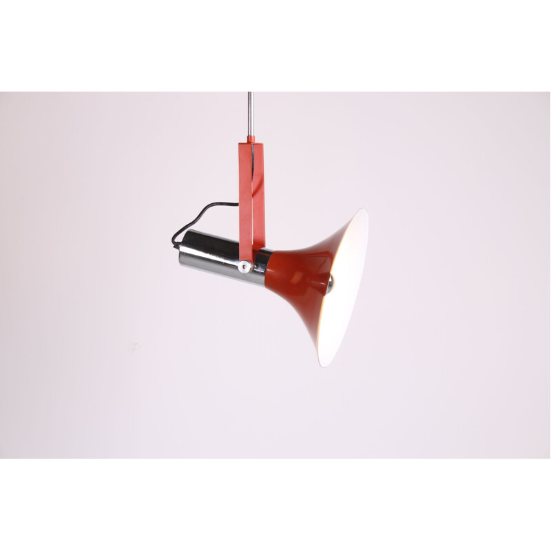 Vintage red pendant lamp with chrome 1960