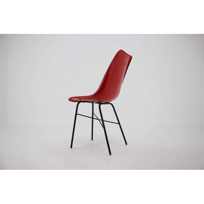 Vintage red fiberglass office chair from Vertex, Czechoslovakia 1960