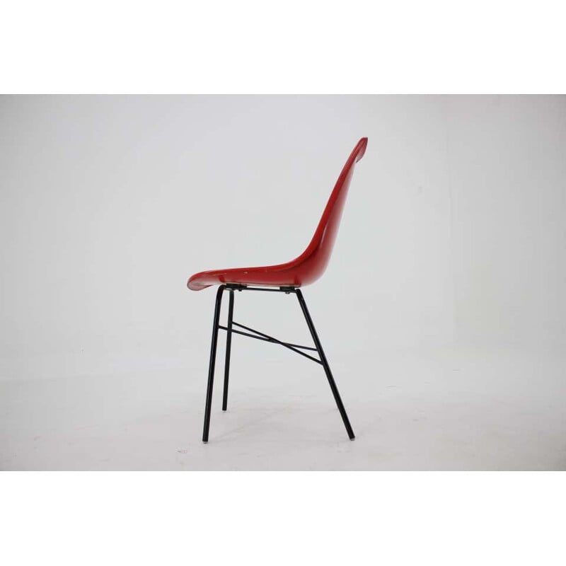 Vintage red fiberglass office chair from Vertex, Czechoslovakia 1960