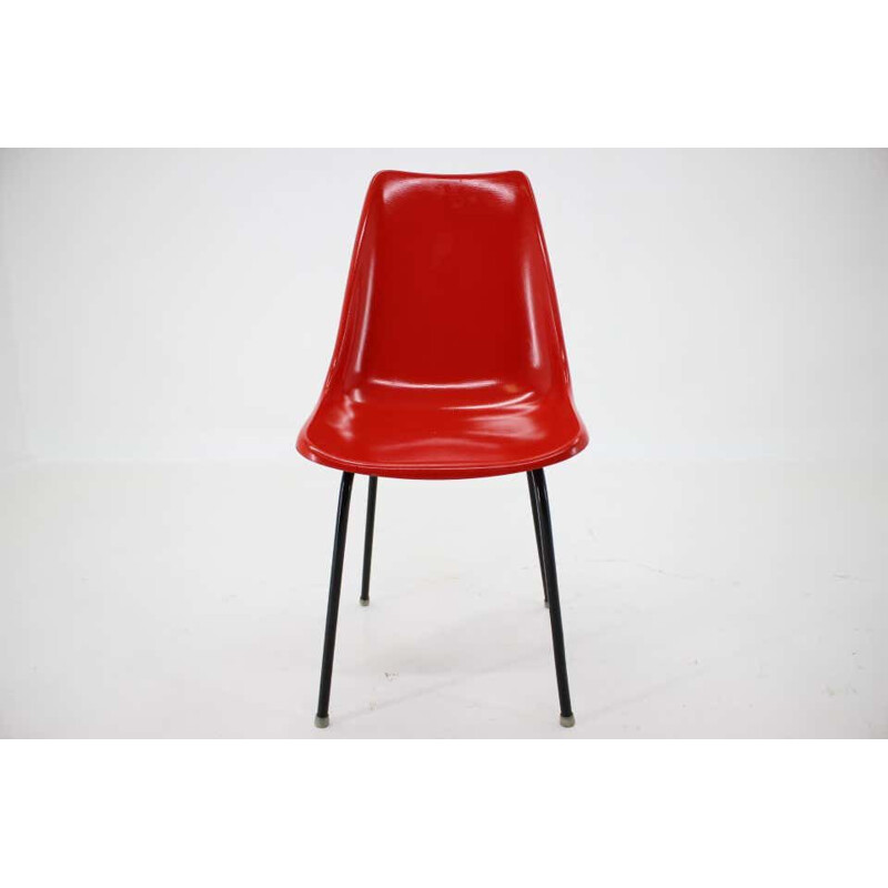 Vintage red fiberglass office chair from Vertex, Czechoslovakia 1960