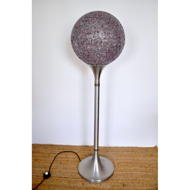 Spherical vintage floor lamp in methacrylate from the space age, Italy 1970