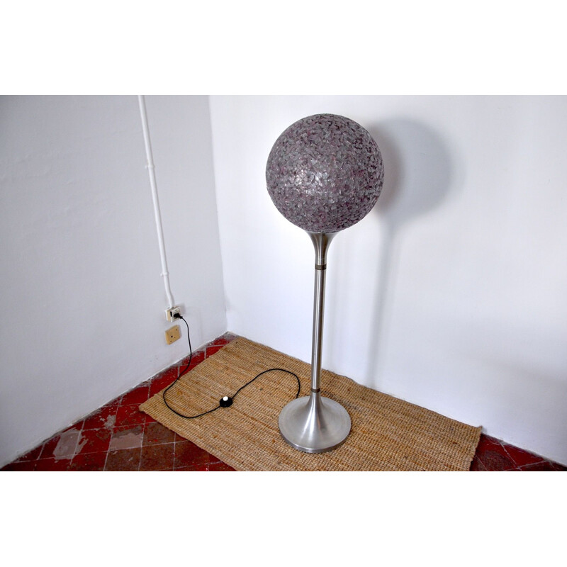 Spherical vintage floor lamp in methacrylate from the space age, Italy 1970