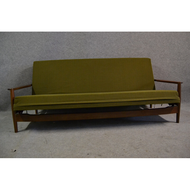 Banquette scandinave convertible en tissu vert - 1960