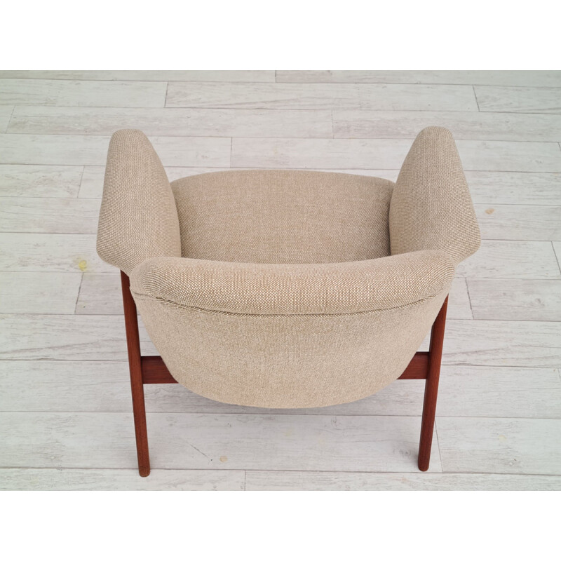 Vintage armchair Kvadrat furniture wool teak, Danish 1960s