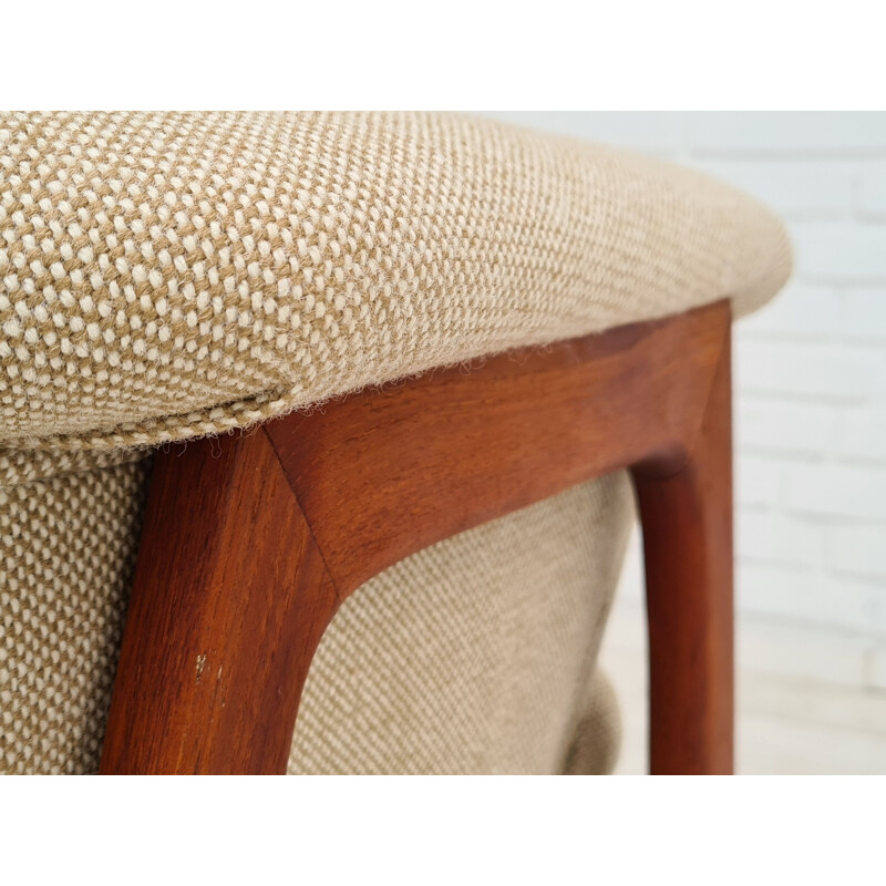 Vintage armchair Kvadrat furniture wool teak, Danish 1960s