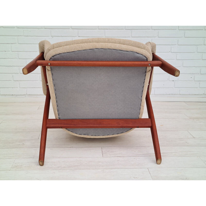 Vintage armchair Kvadrat furniture wool teak, Danish 1960s