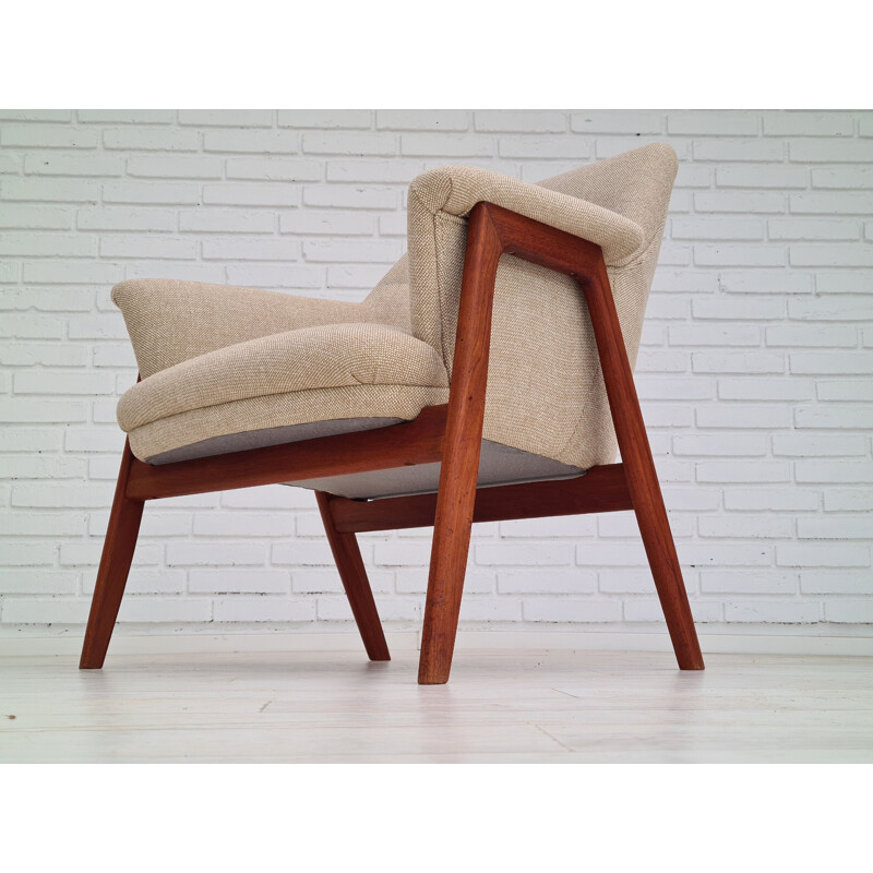 Vintage armchair Kvadrat furniture wool teak, Danish 1960s