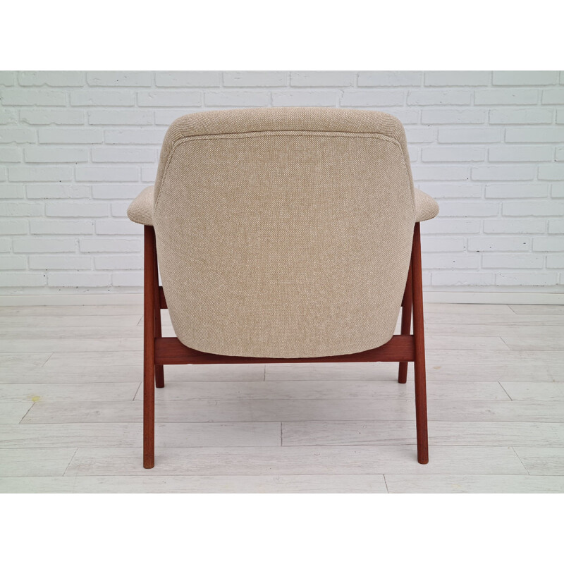 Vintage armchair Kvadrat furniture wool teak, Danish 1960s