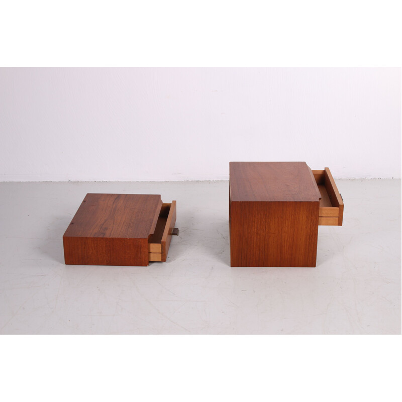 Vintage Poul Cadovius teak bedside tables Man and Woman 1960 