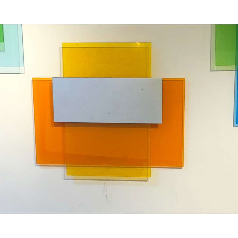 Lot de 3 miroirs muraux vintage "Couleur sur couleur" de Johanna Grawunder pour Glas, Italie 2010