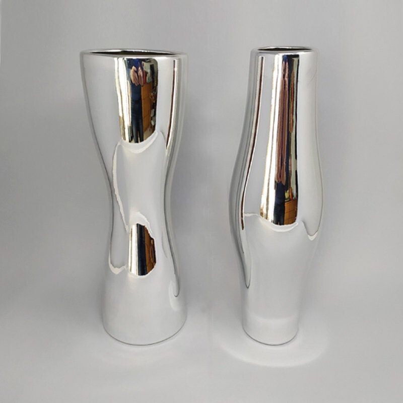 Paire de vases vintage en céramique, Italie 1970