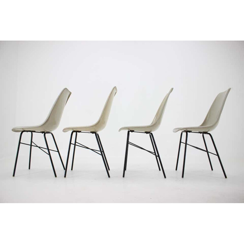 Set of 4 Midcentury Fiberglass Dining Chairs, Czechoslovakia 1960s