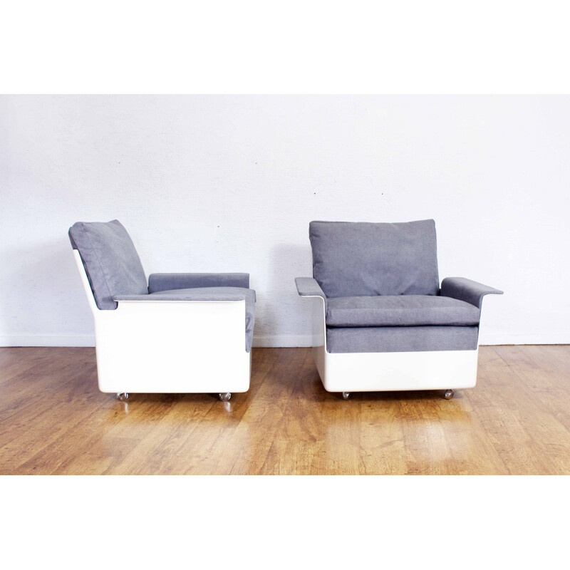 Pair of armchairs and vintage modular sofa by Wolfgang Feierbach 1960s