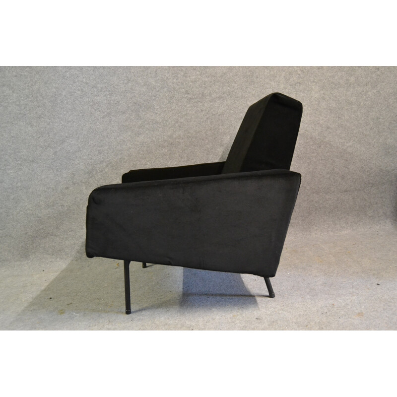 G10 Airborne armchairs in black fabric, Pierre GUARICHE - 1950s