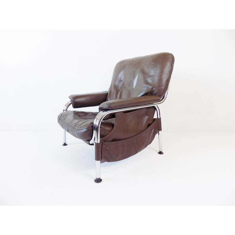 Vintage De Sede Kangaroo brown leather armchair by Hans Eichenberger 1970s