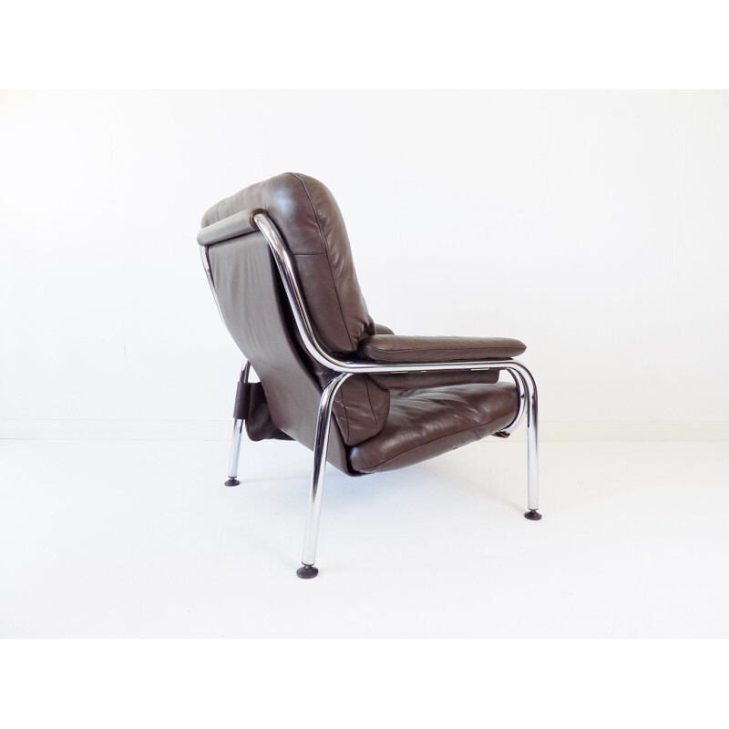 Vintage De Sede Kangaroo brown leather armchair by Hans Eichenberger 1970s