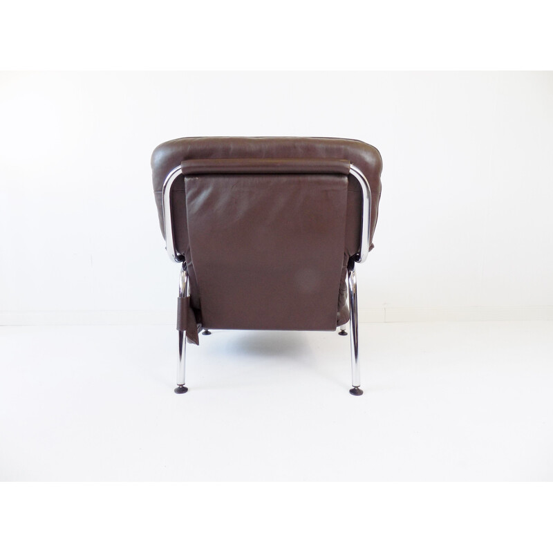 Vintage De Sede Kangaroo brown leather armchair by Hans Eichenberger 1970s