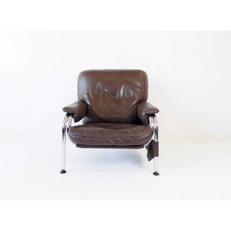 Vintage De Sede Kangaroo brown leather armchair by Hans Eichenberger 1970s
