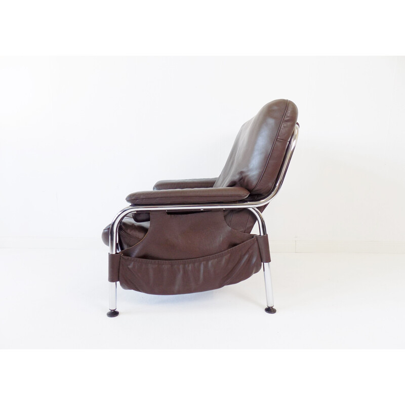 Vintage De Sede Kangaroo brown leather armchair by Hans Eichenberger 1970s