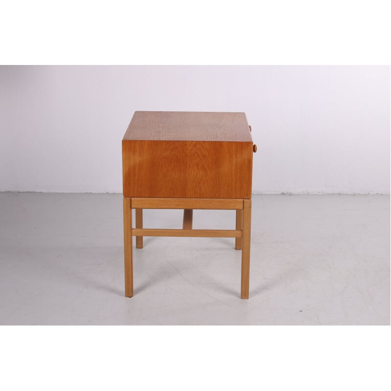 Vintage bedside table with drawer and wooden handles, Swedish