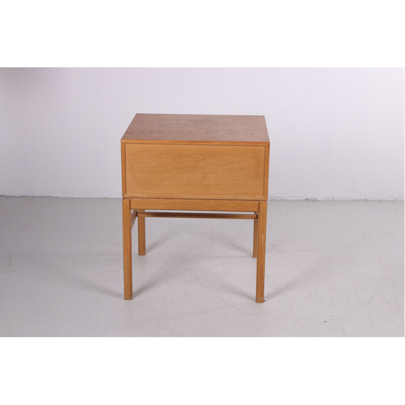 Vintage bedside table with drawer and wooden handles, Swedish