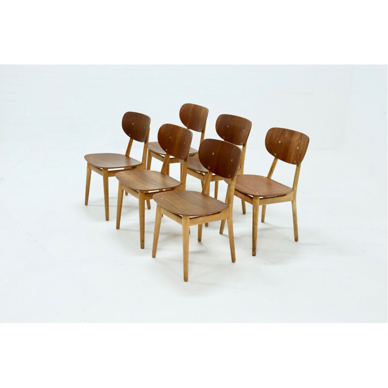 Set of 6 vintage Pastoe SB13 dining chairs by Cees Braakman 1950s