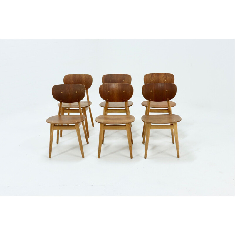 Set of 6 vintage Pastoe SB13 dining chairs by Cees Braakman 1950s