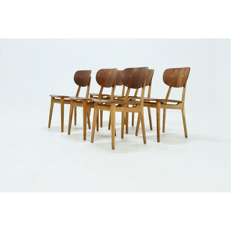 Set of 6 vintage Pastoe SB13 dining chairs by Cees Braakman 1950s