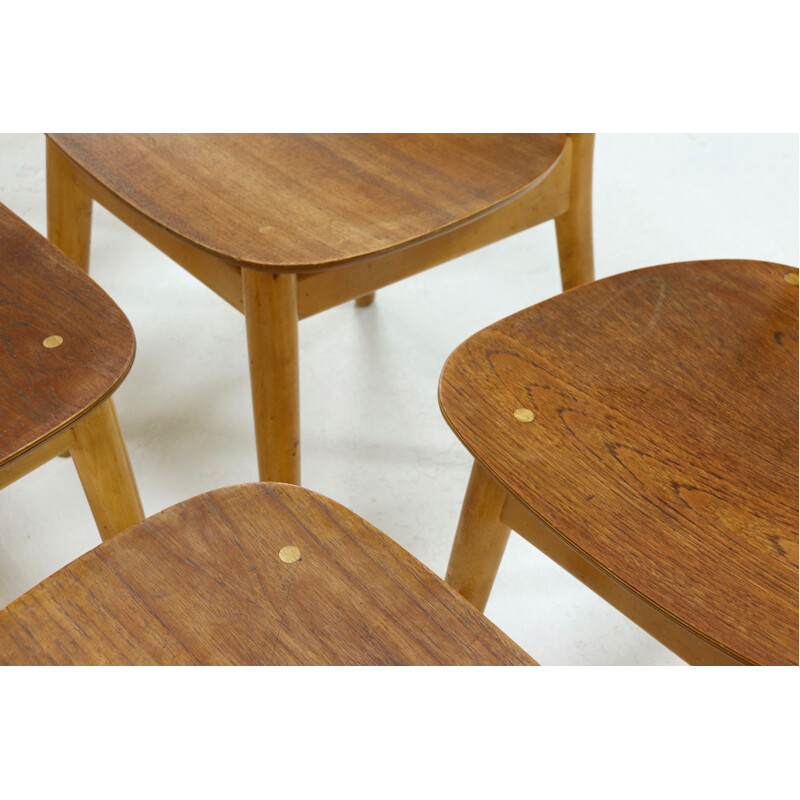 Set of 6 vintage Pastoe SB13 dining chairs by Cees Braakman 1950s