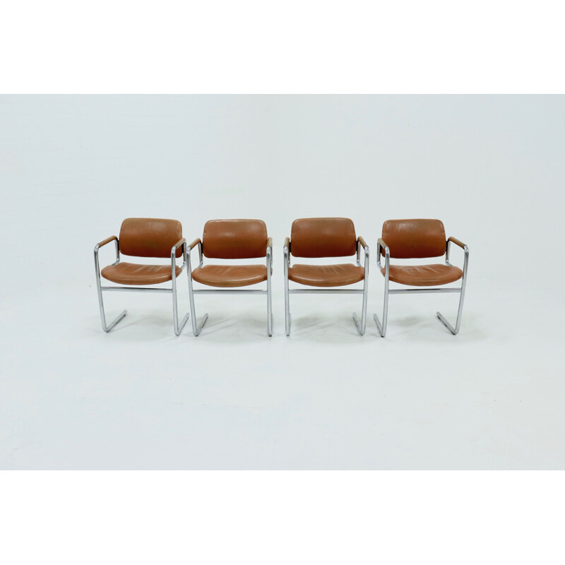 Set of 4 vintage Dining Chairs by Jorgen Kastholm for Kusch Co 1970s