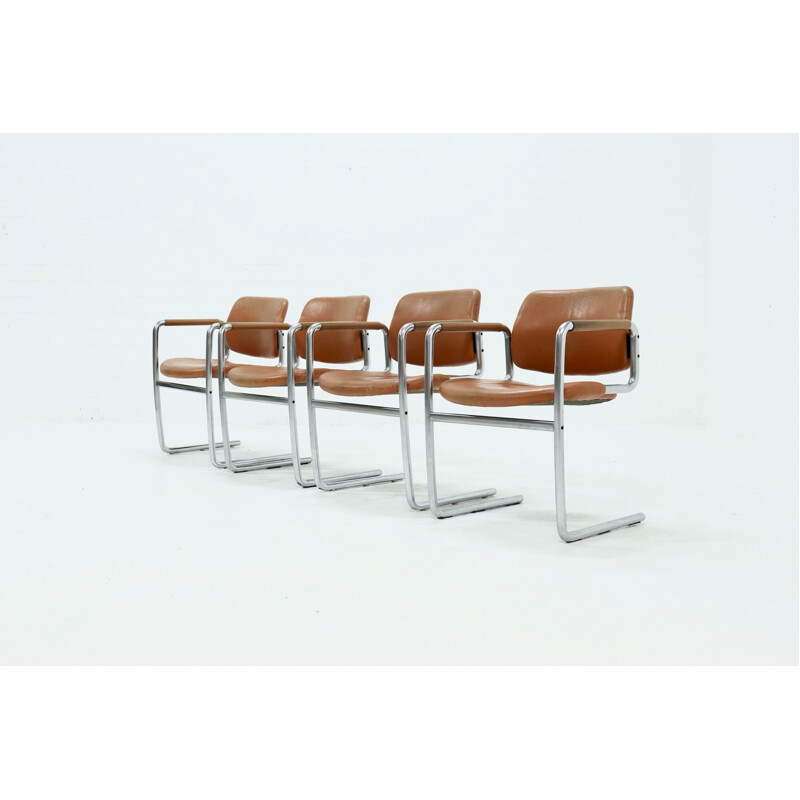 Lot de 4 chaises vintage de Jorgen Kastholm pour Kusch Co 1970