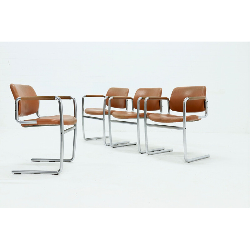 Lot de 4 chaises vintage de Jorgen Kastholm pour Kusch Co 1970