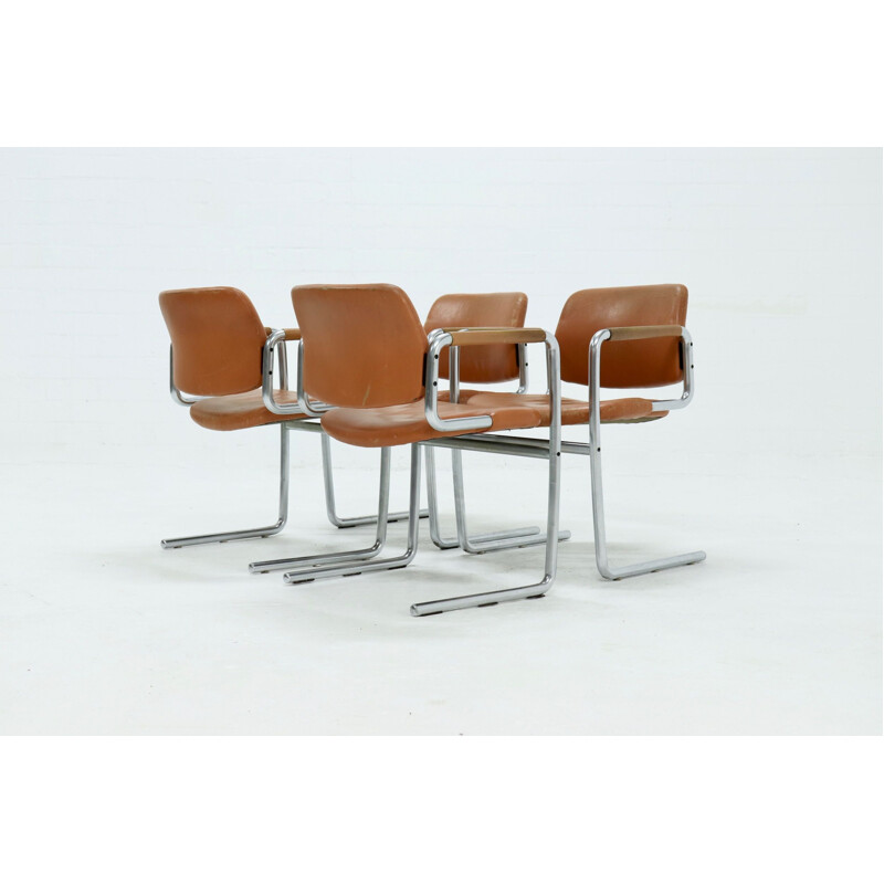 Lot de 4 chaises vintage de Jorgen Kastholm pour Kusch Co 1970