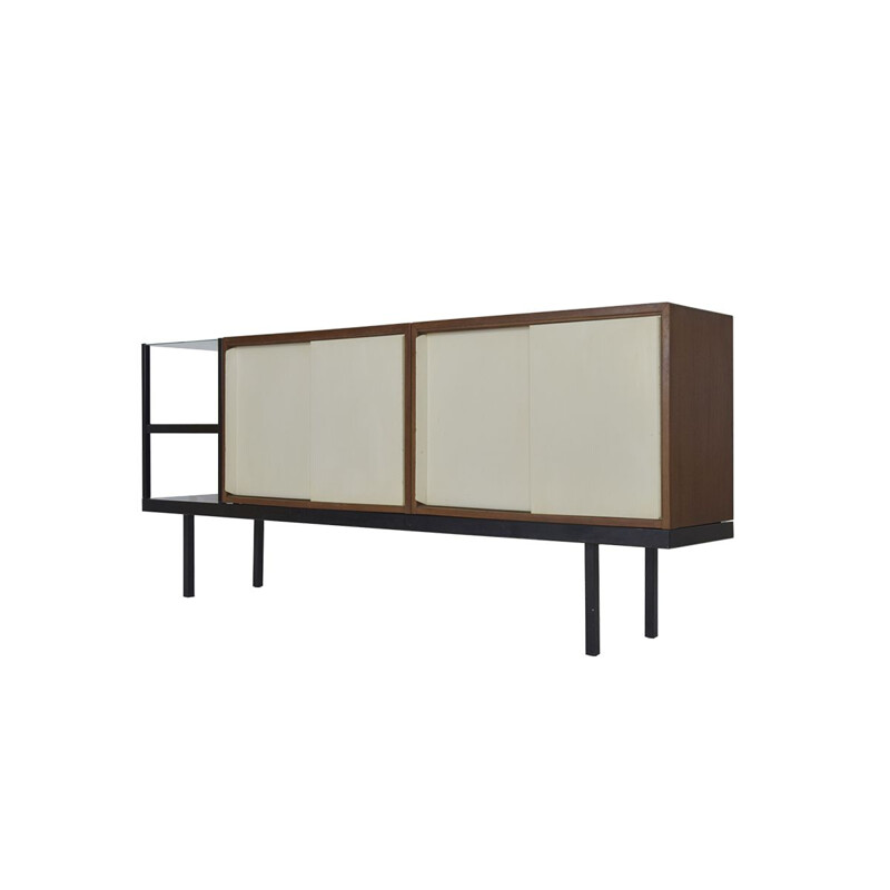 Vintage wood metal and glass sideboard model KW63 Bornholm, Dutch 1956s