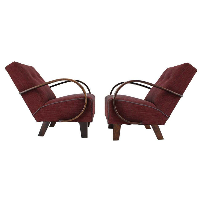 Pair of vintage armchairs by Jindrich Halabala, Czechoslovakia 1950