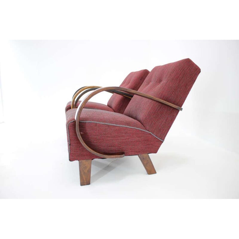 Paar vintage fauteuils van Jindrich Halabala, Tsjechoslowakije 1950