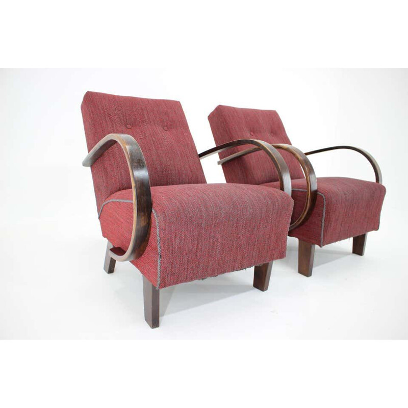 Pair of vintage armchairs by Jindrich Halabala, Czechoslovakia 1950