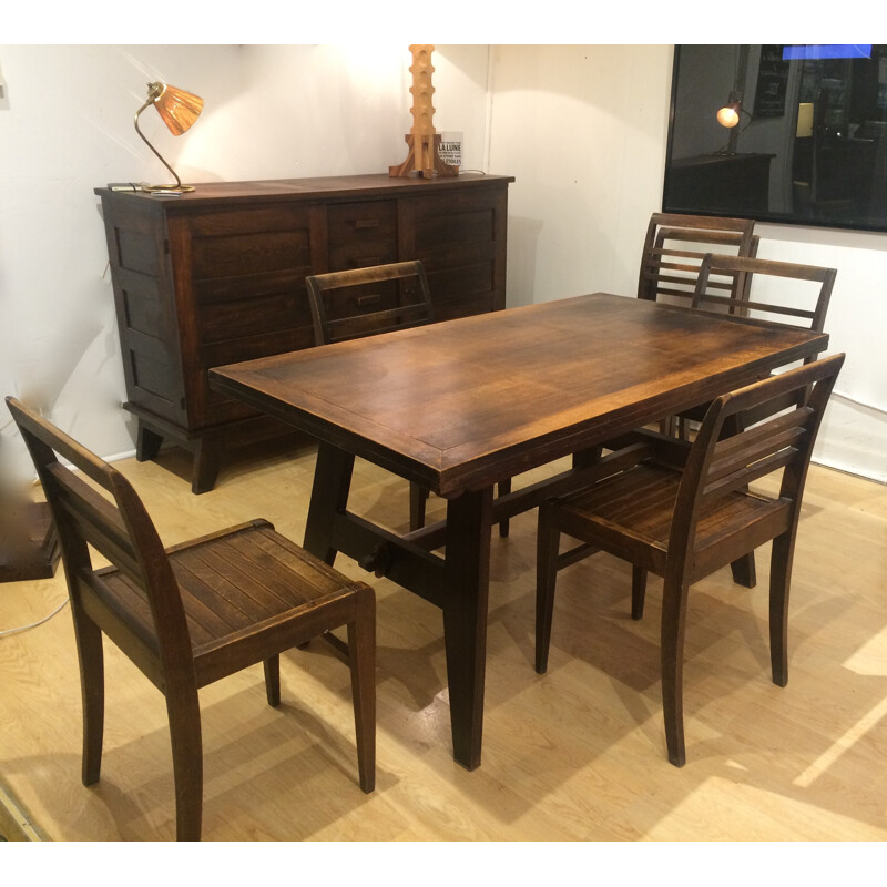 Dinind table in oak, René GABRIEL - 1950s