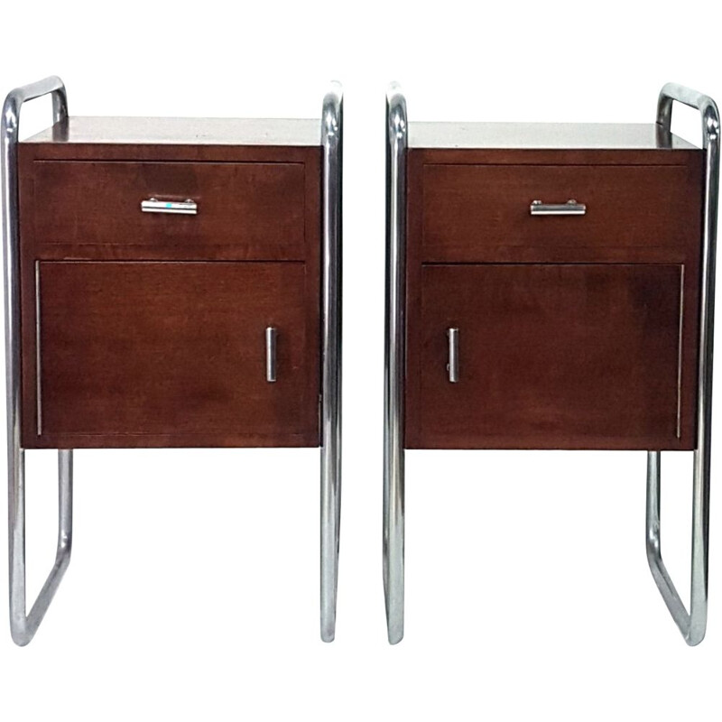 Pair of vintage Bauhaus nightstands by Auping, Netherlands 1950s