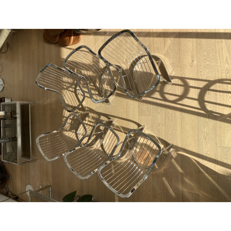 Lot de 6 chaises vintage Cidue 1970