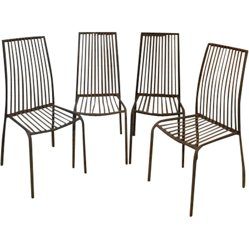 Lot de 4 chaises vintage métal terrasse bistrot