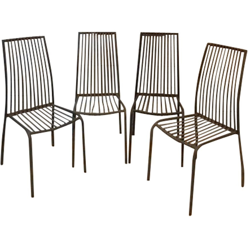 Set of 4 vintage metal chairs for bistro terrace