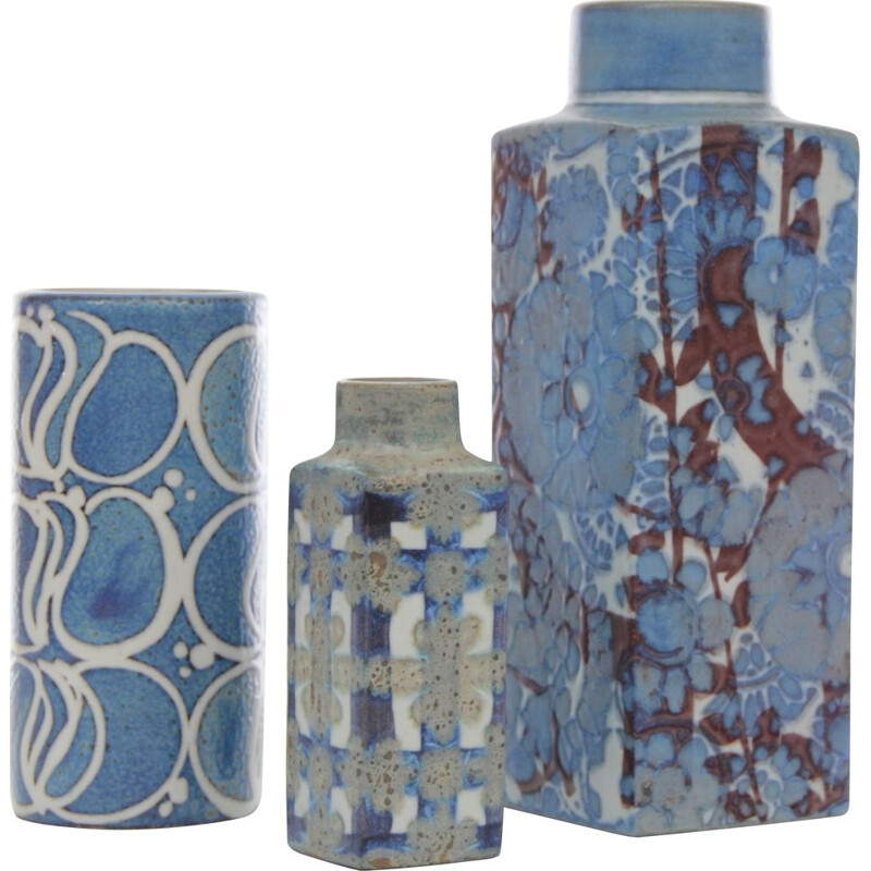 Petit vase vintage carré en ceramique 7803259 motif Baca, Scandinave 1969