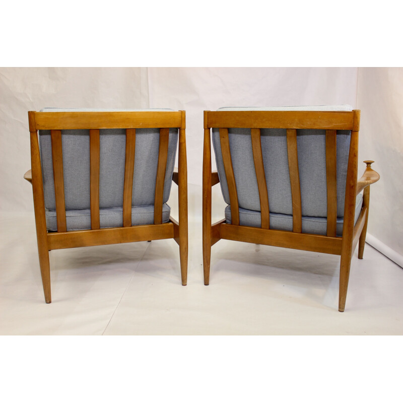 Pair of vintage beechwood armchairs, Scandinavian 1960s