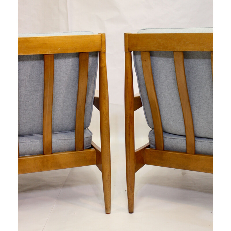 Pair of vintage beechwood armchairs, Scandinavian 1960s