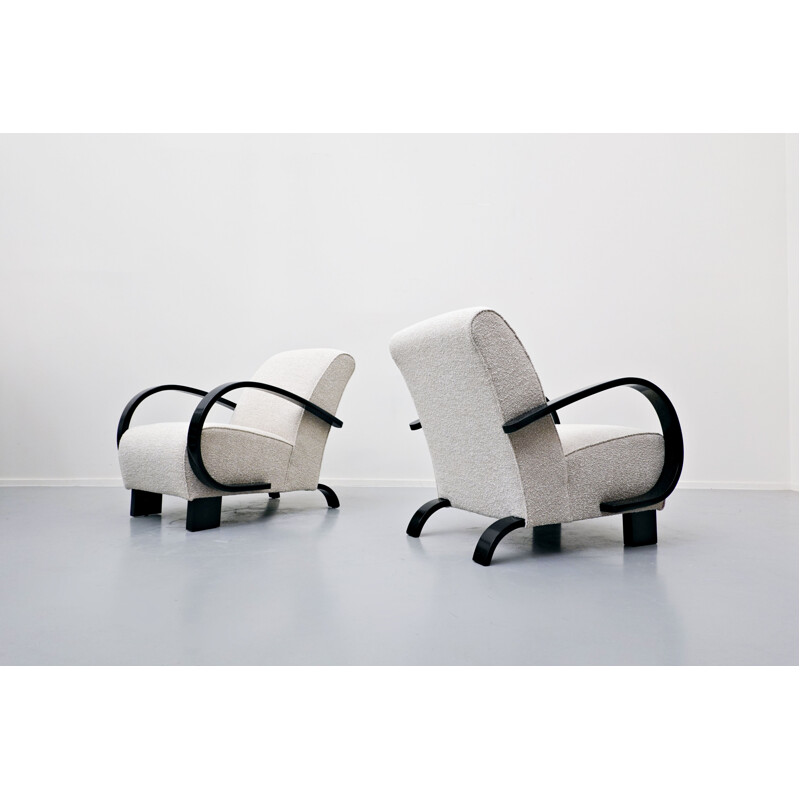 Pair of vintage Armchairs By Jindrich Halabala, Czech 1930s