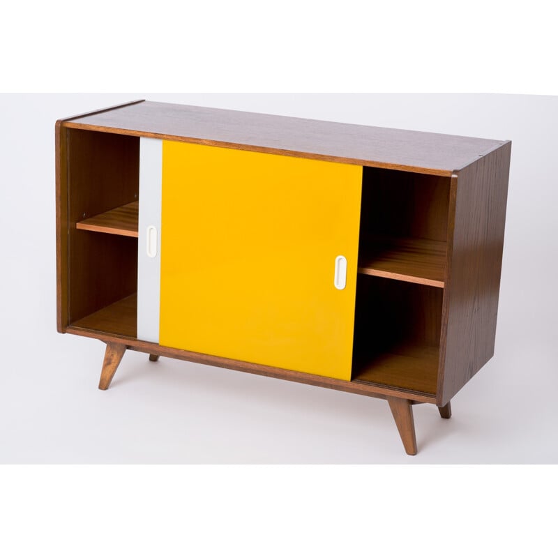 Yellow Interier Praha sideboard in wood and plastic, Jiri JIROUTEK - 1960s