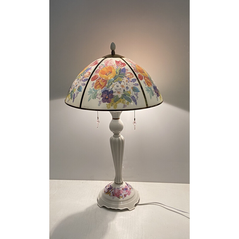 Vintage Ursula Band Flower ceramic Table Lamp 2007