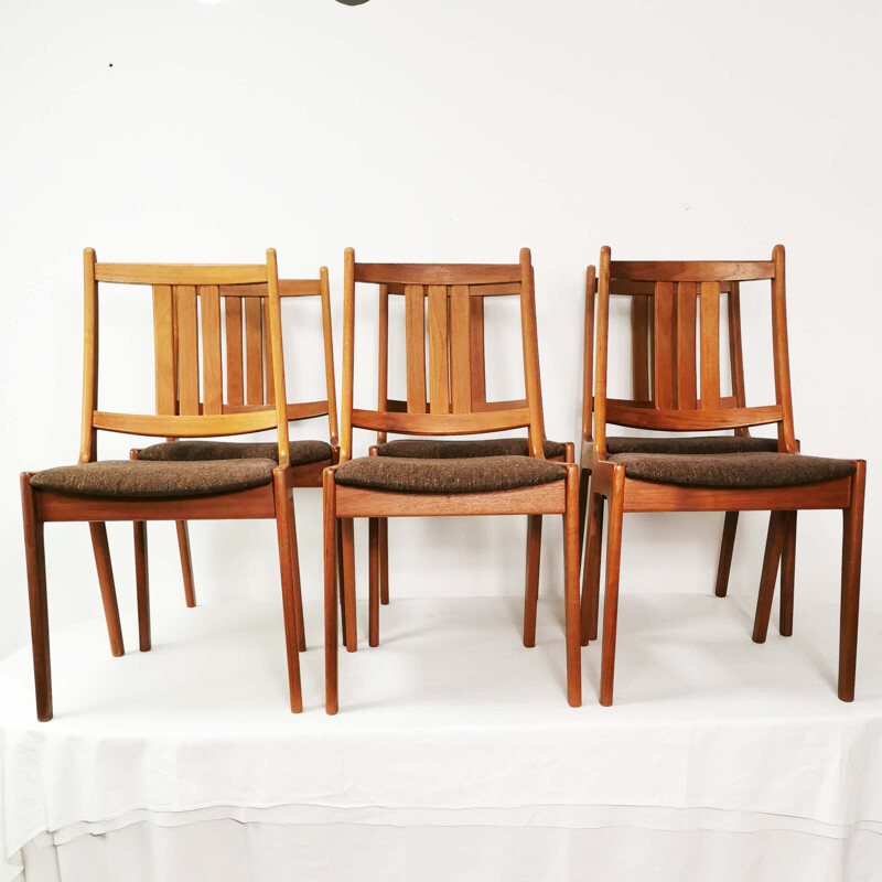 Set of 6 vintage teak chairs, Denmark 1960s